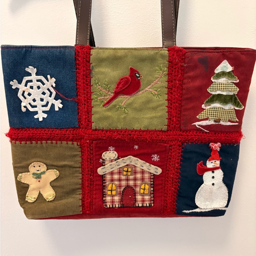 Cappelli Festive Patchwork Tote Bag Christmas Hol… - image 1